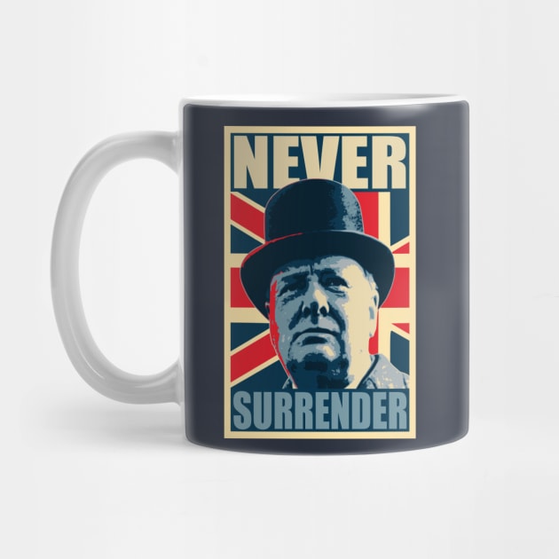 Winston Churchill Never Surrender Propaganda Poster Pop Art by Nerd_art